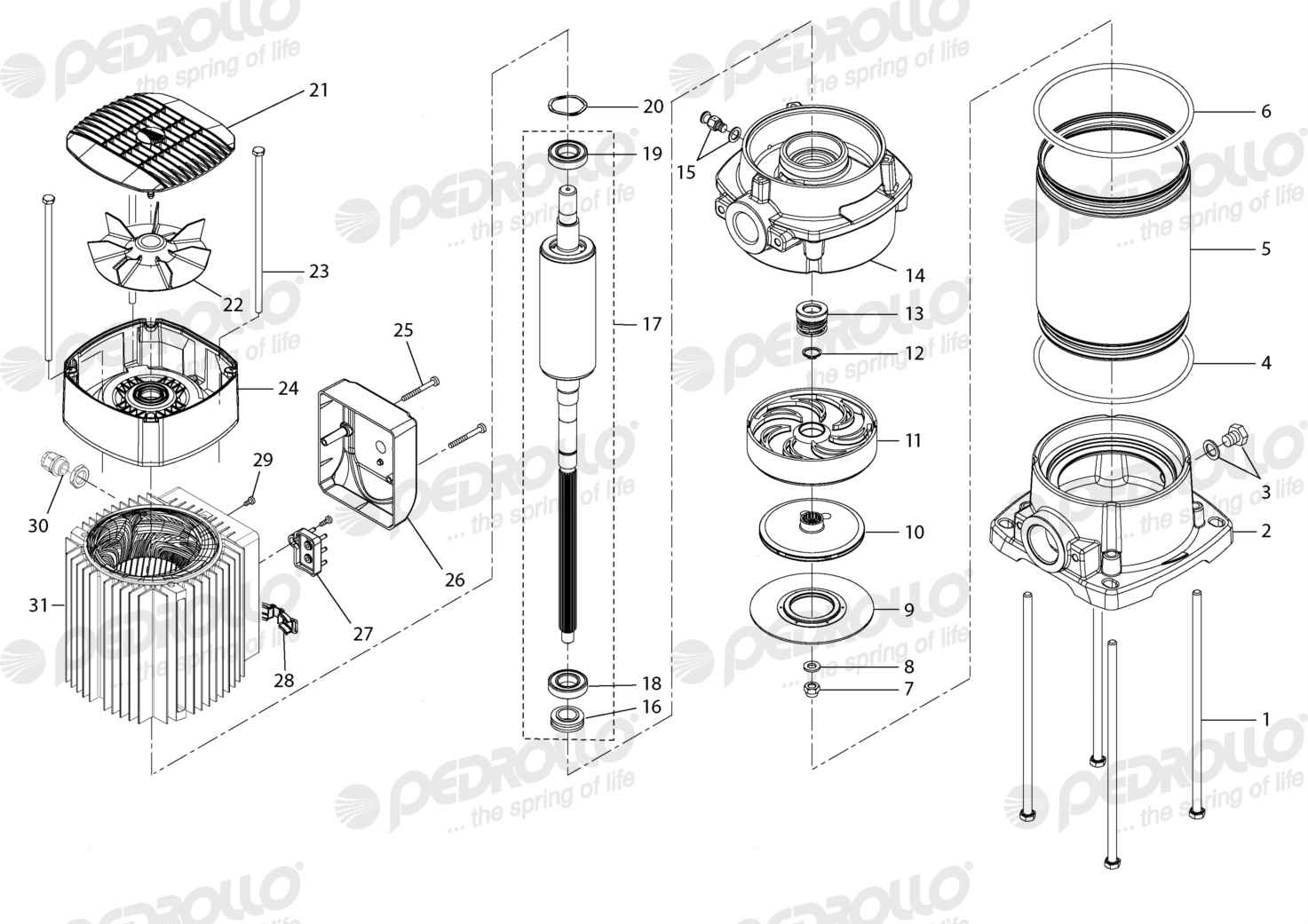 Despiece Pedrollo MK 8/4 · 220/380V · versión Sin letra