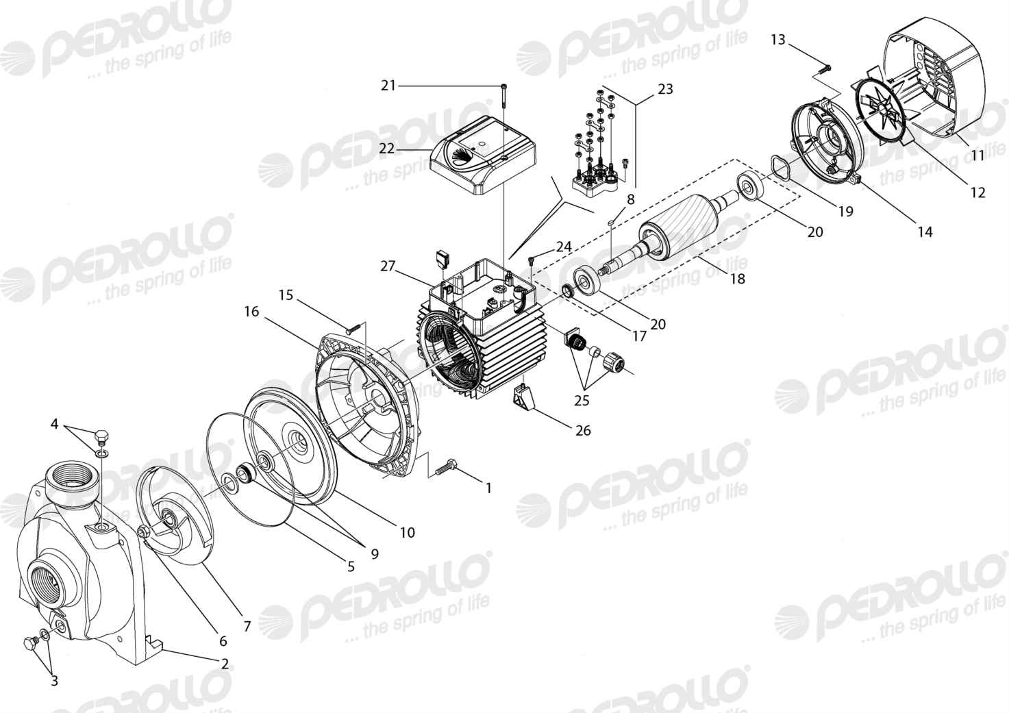 Despiece Pedrollo NGA 1A-PRO · 220/380V · versión E