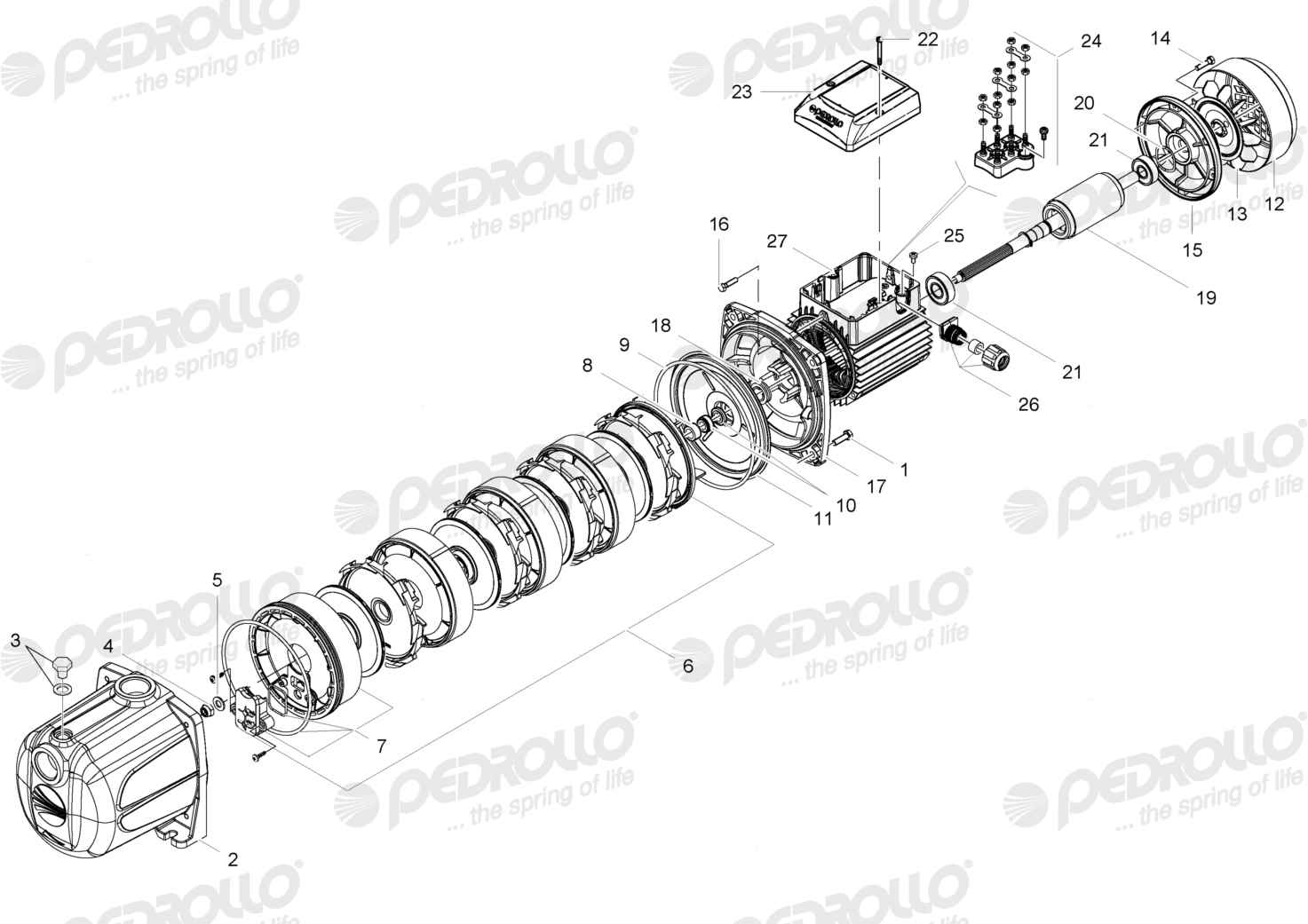Despiece Pedrollo PLURIJET 4/100 · 220/380V · versión Sin letra