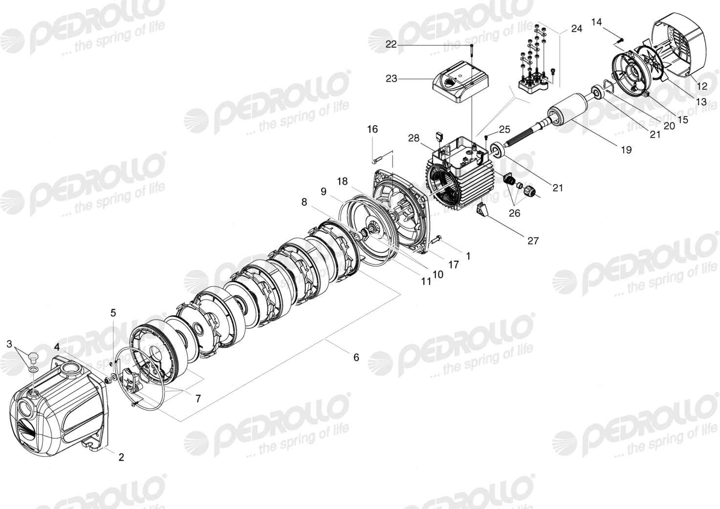 Despiece Pedrollo PLURIJET 4/100 · 220/380V · versión A