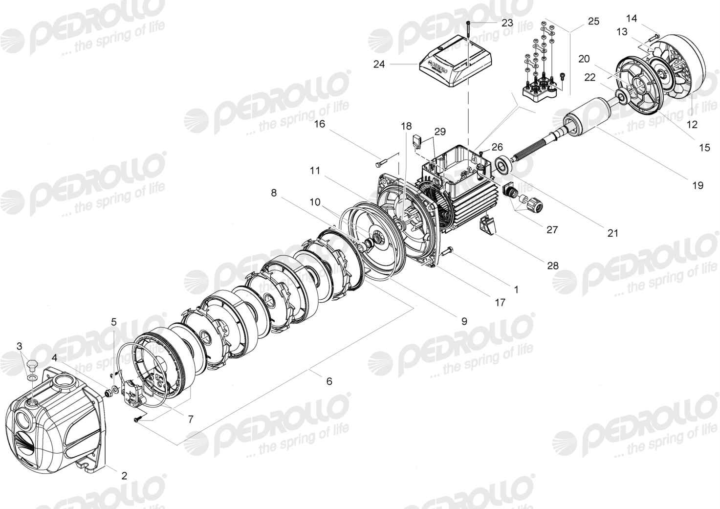 Despiece Pedrollo PLURIJET 3/100 · 220/380V · versión B