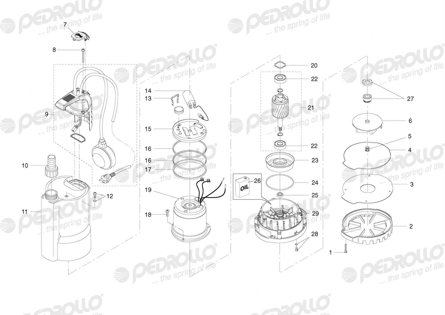 Despiece Pedrollo TOP 3 · 220V · versión F