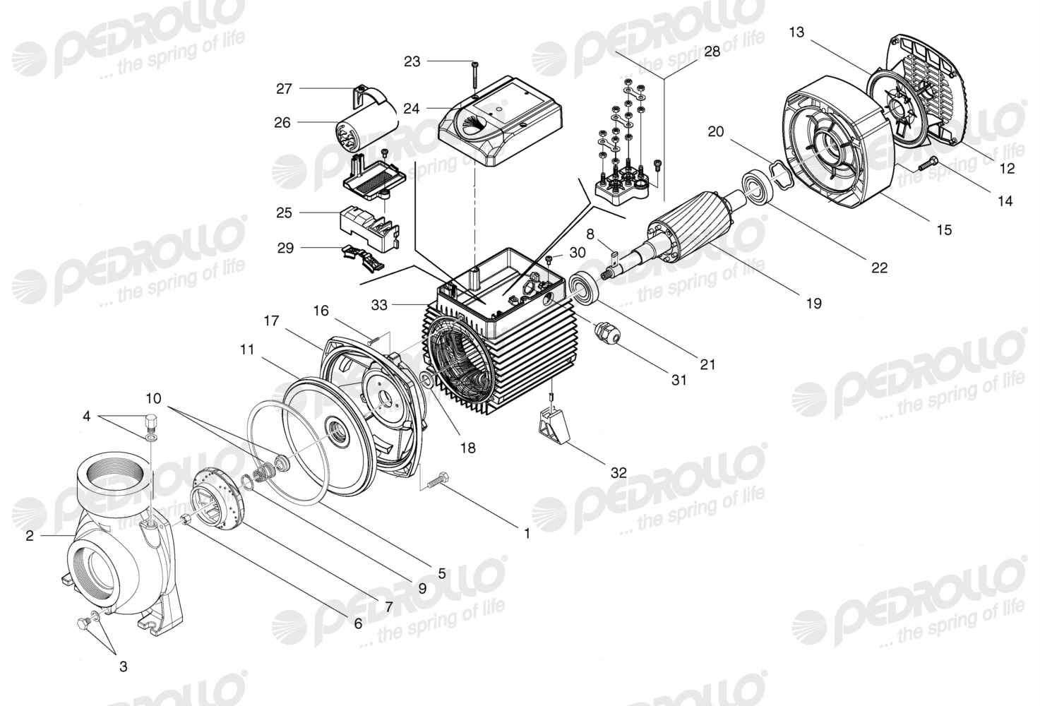 Despiece Pedrollo HF 6B · 220/380V · versión A