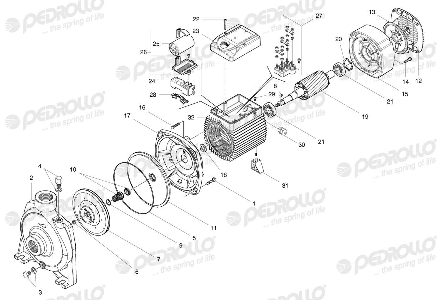 Despiece Pedrollo HFm 70B · 220V · versión A