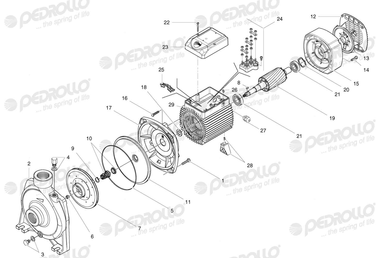 Despiece Pedrollo HF 70A · 220/380V · versión A