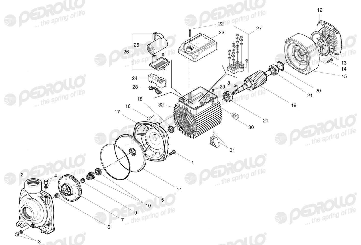 Despiece Pedrollo HFm 5BM · 220V · versión B