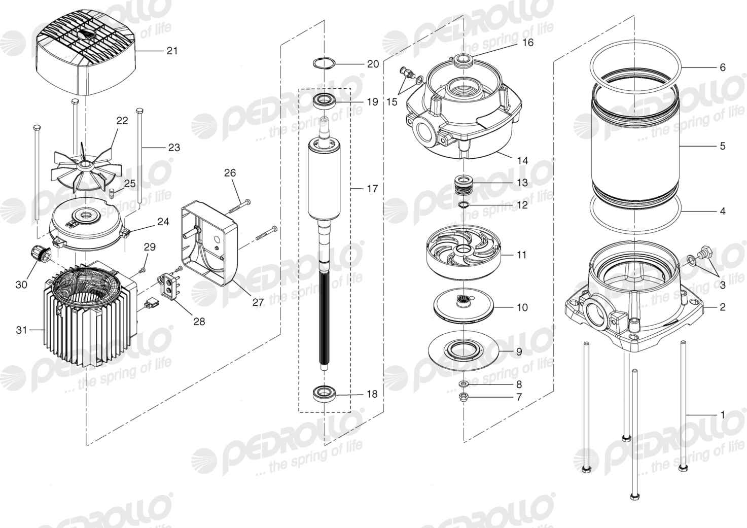 Despiece Pedrollo MK 3/6 · 220/380V · versión Sin letra