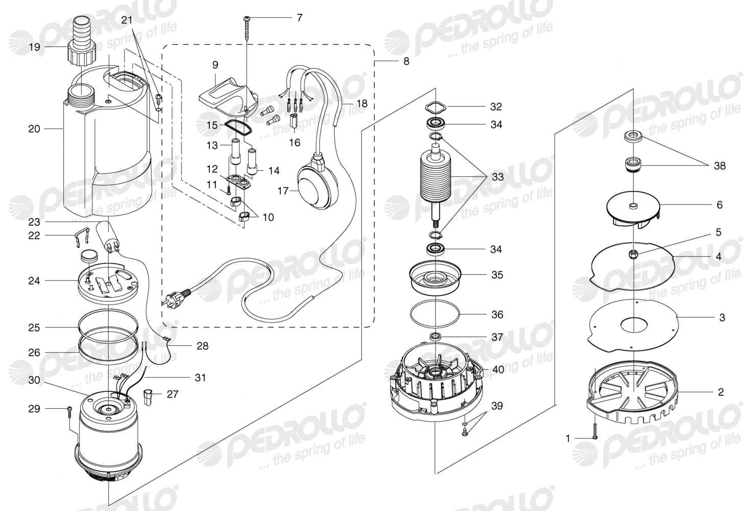 Despiece Pedrollo TOP 3 · 220V · versión D