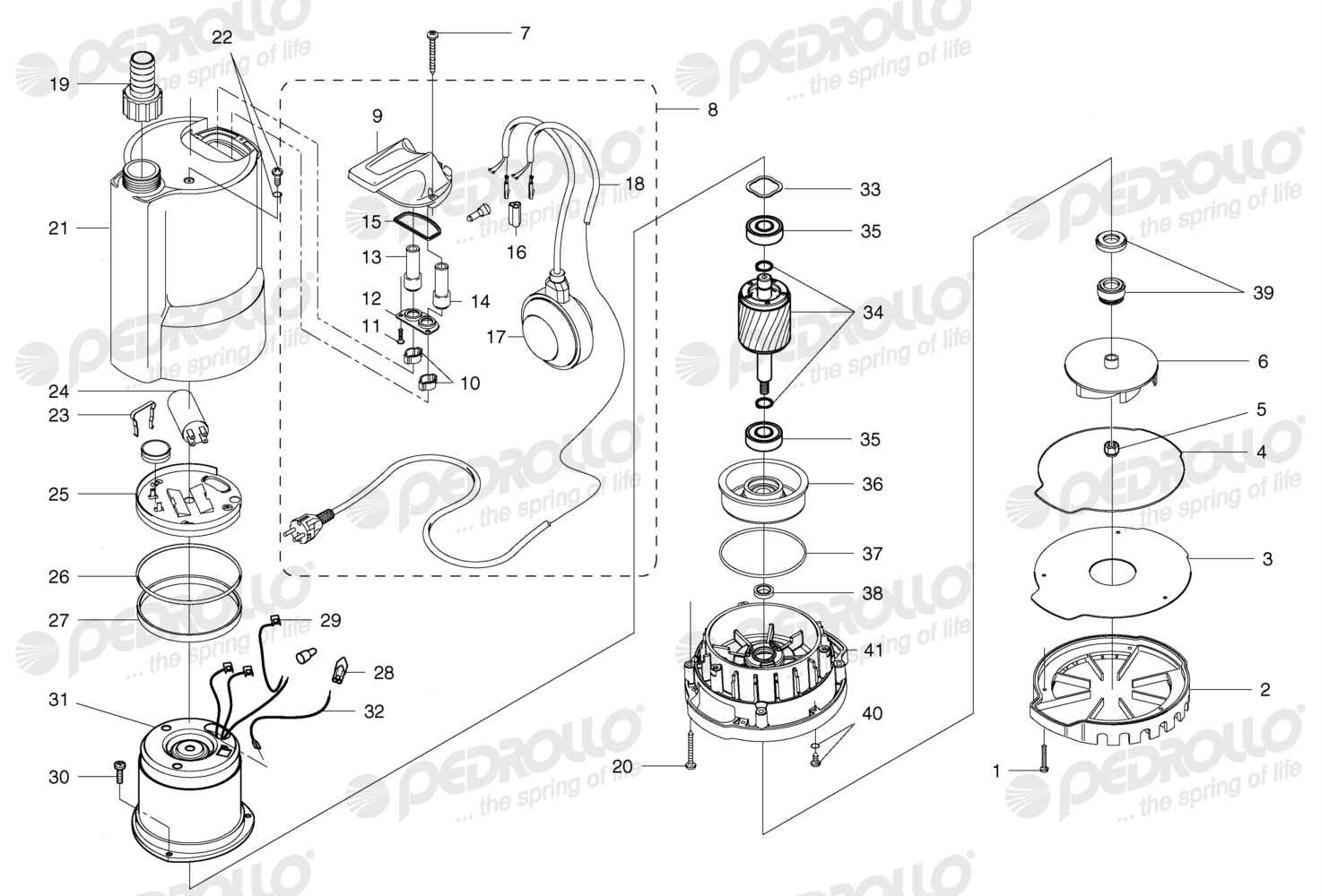 Despiece Pedrollo TOP 1 · 220V · versión D