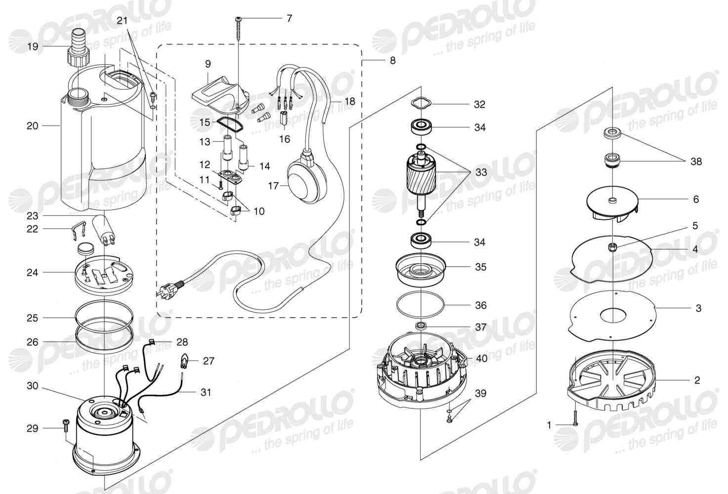 Despiece Pedrollo TOP 1 · 220V · versión F