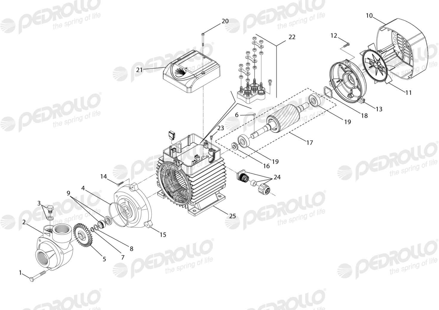 Despiece Pedrollo PK 90 · 220/380V · versión E