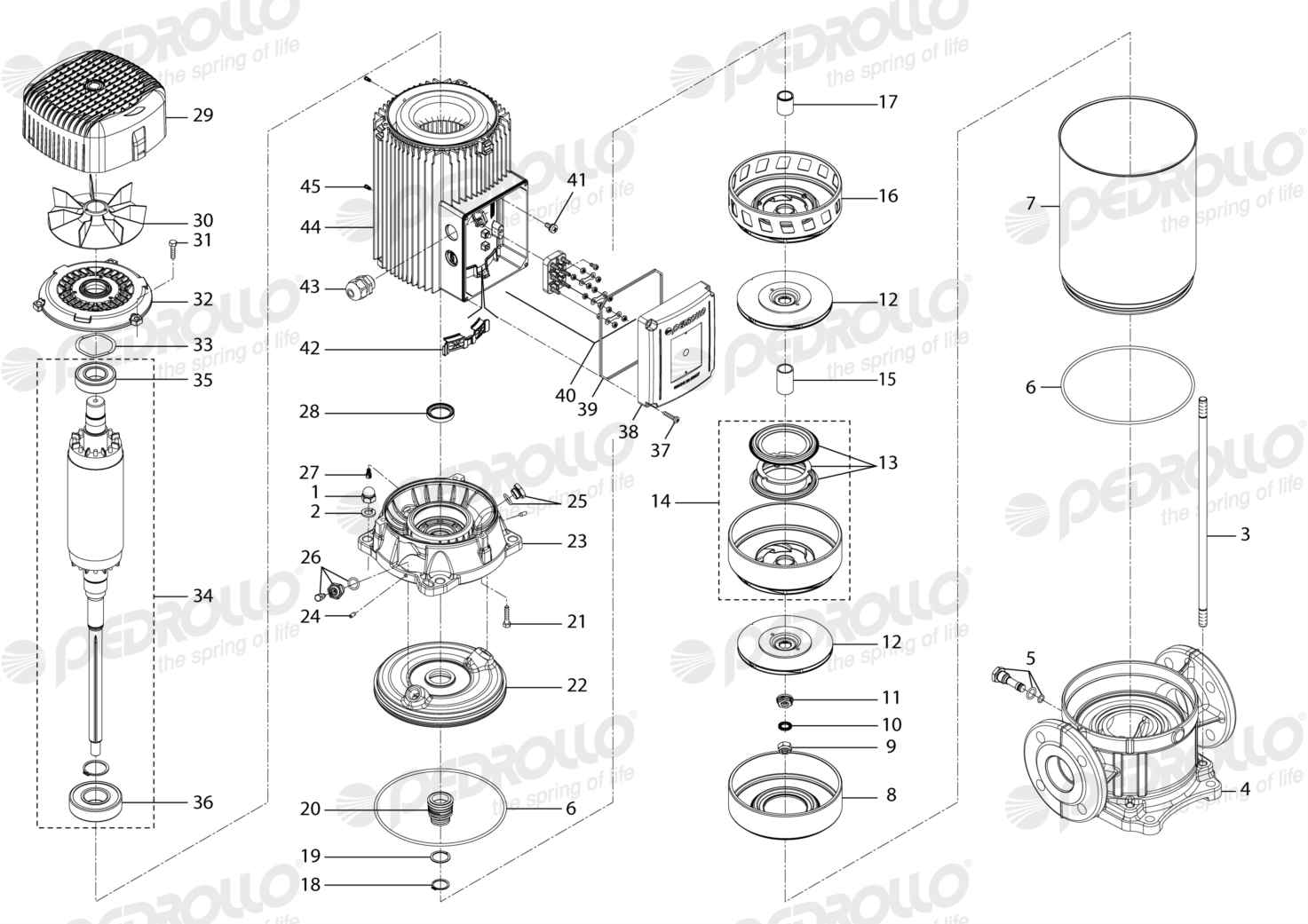 Despiece Pedrollo HT 15/2 · 220/380V · versión A