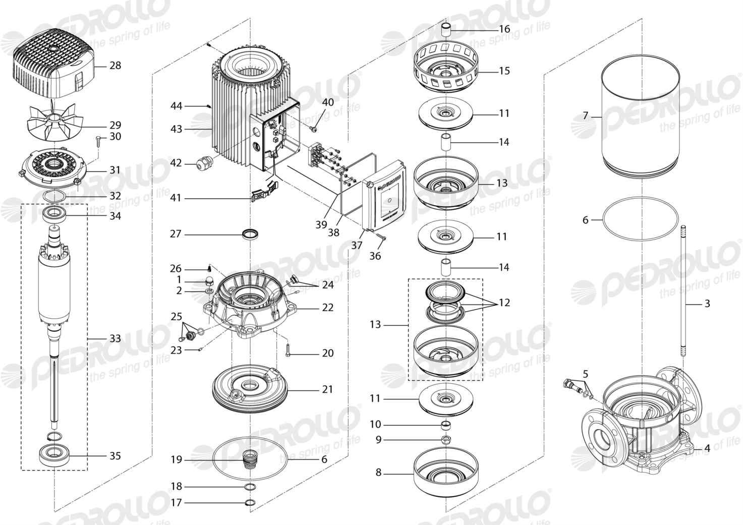 Despiece Pedrollo HT 15/3 · 220/380V · versión Sin letra