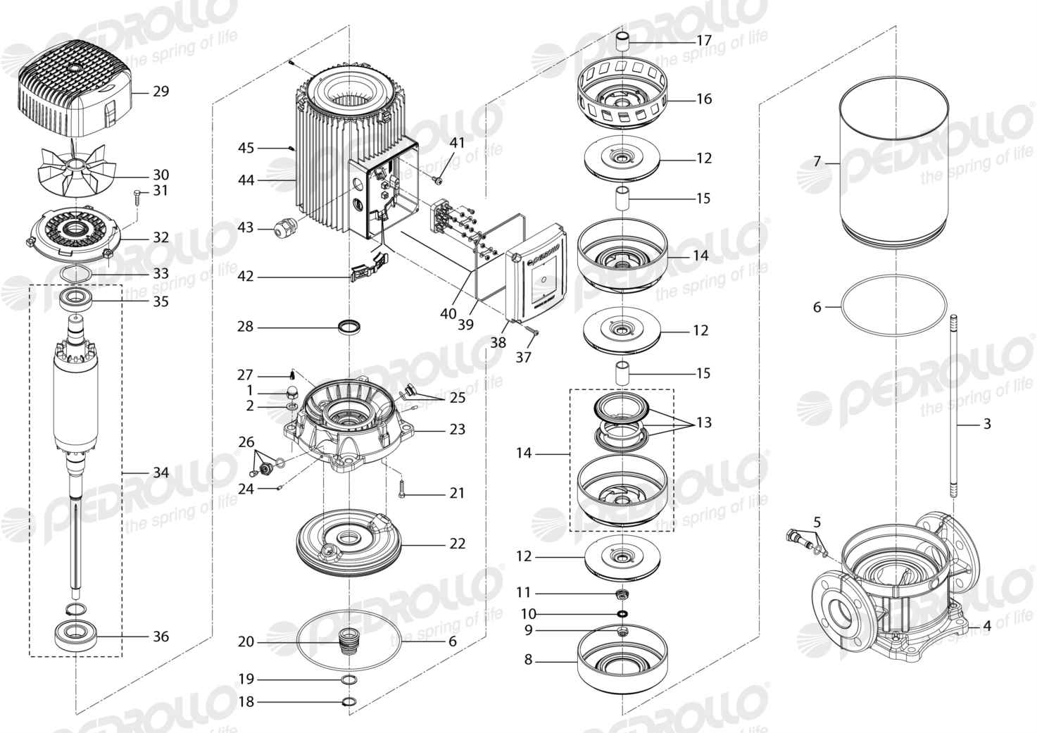 Despiece Pedrollo HT 15/3 · 220/380V · versión A