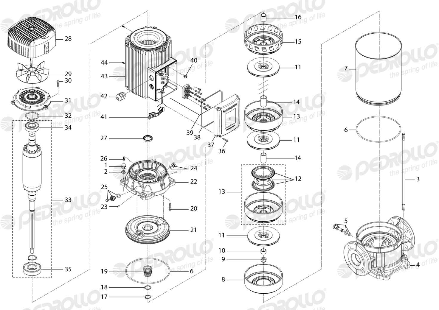 Despiece Pedrollo HT 15/4 · 220/380V · versión Sin letra