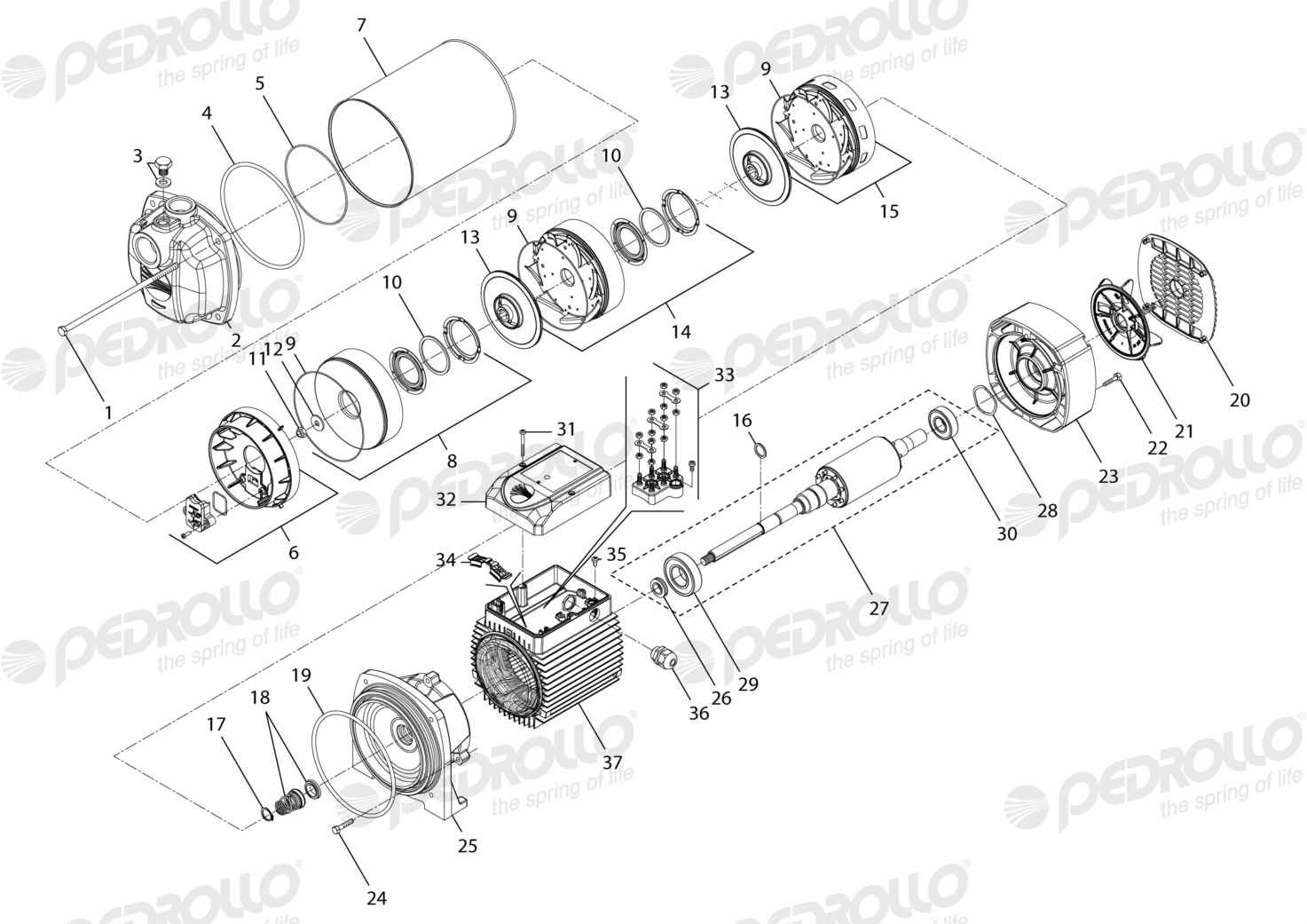 Despiece Pedrollo PLURIJET 3/200 · 220/380V · versión C