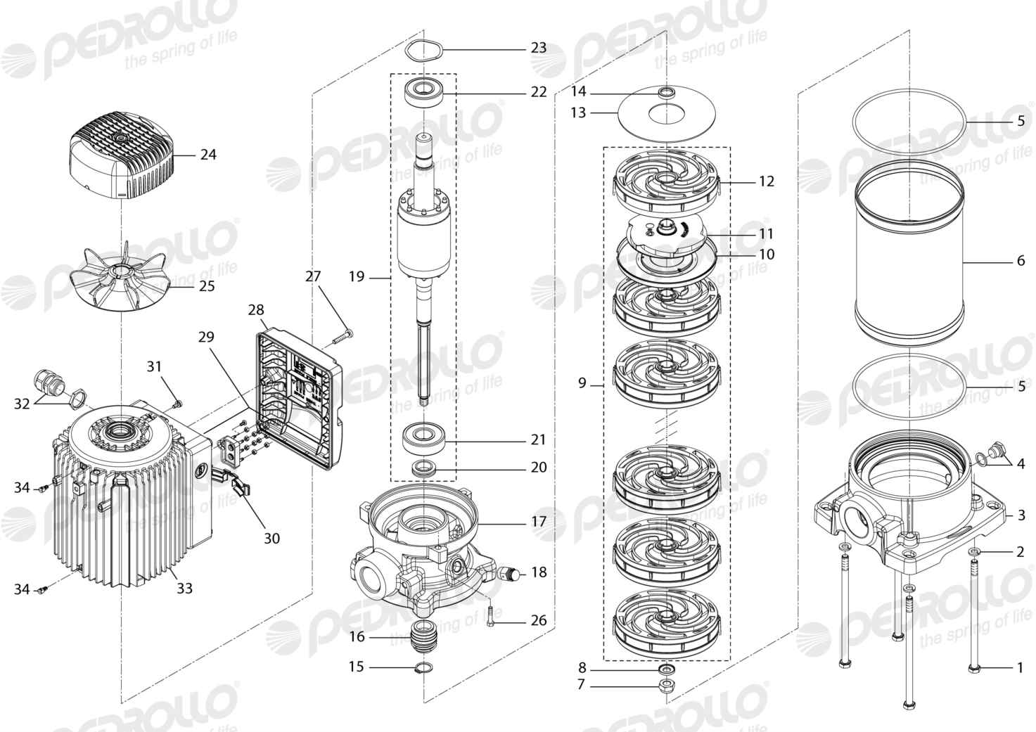 Despiece Pedrollo MK 5/7 · 220/380V · versión C