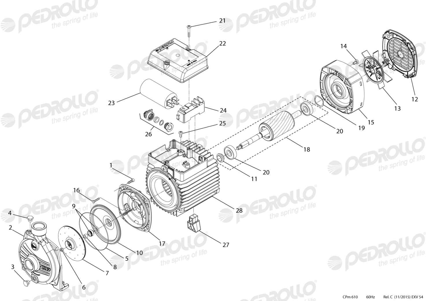 Despiece Pedrollo CPm 610 · 220V · versión C