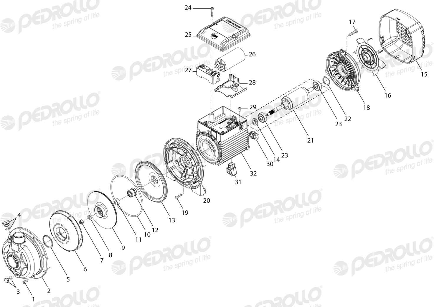 Despiece Pedrollo AL-REDm 610-4 · 220V · versión A