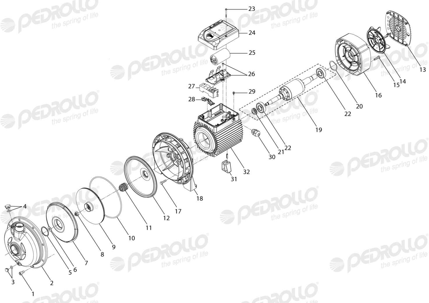 Despiece Pedrollo AL-REDm 660M-4 · 220V · versión Sin letra
