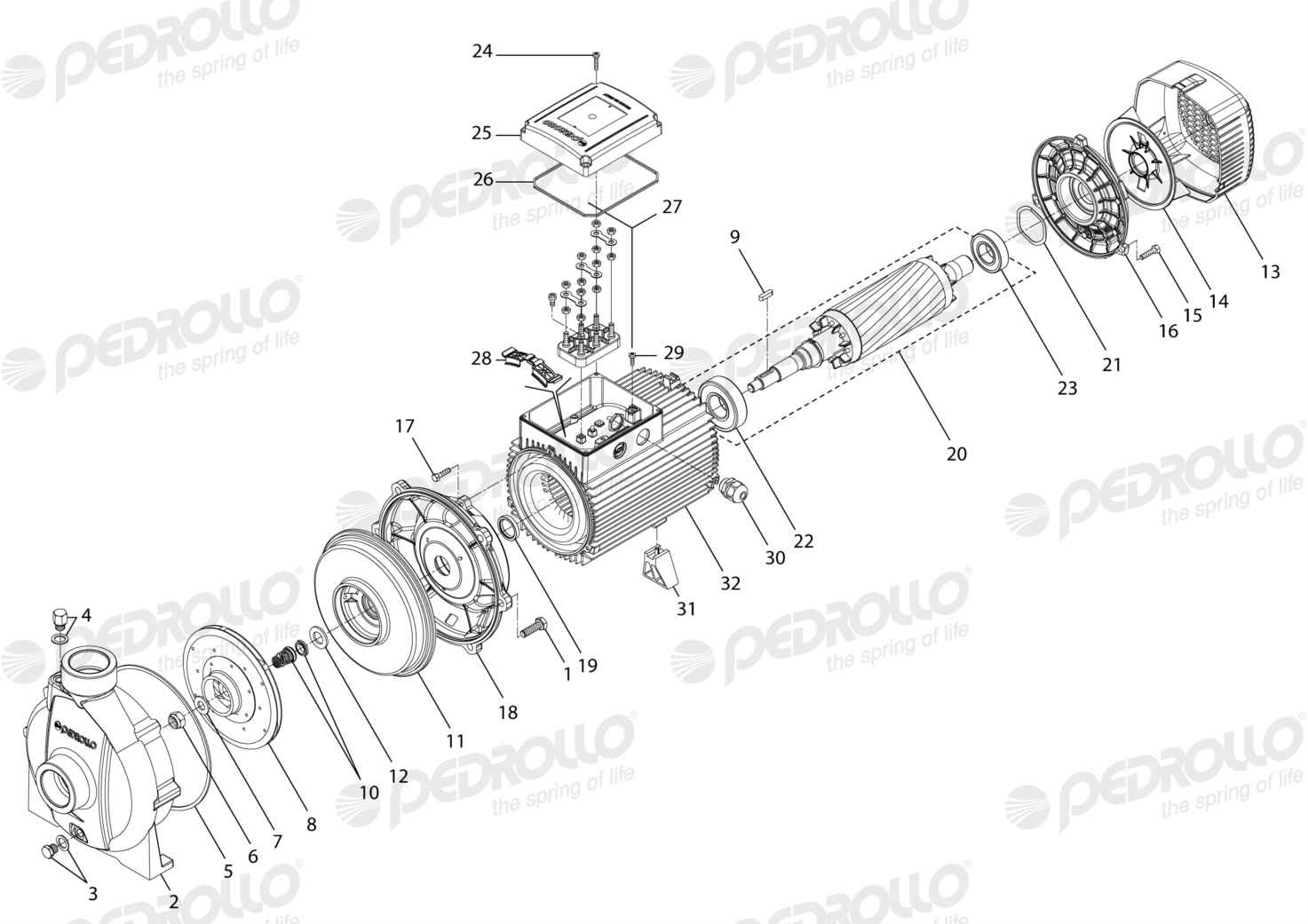 Despiece Pedrollo CP 680B · 220/380V · versión B