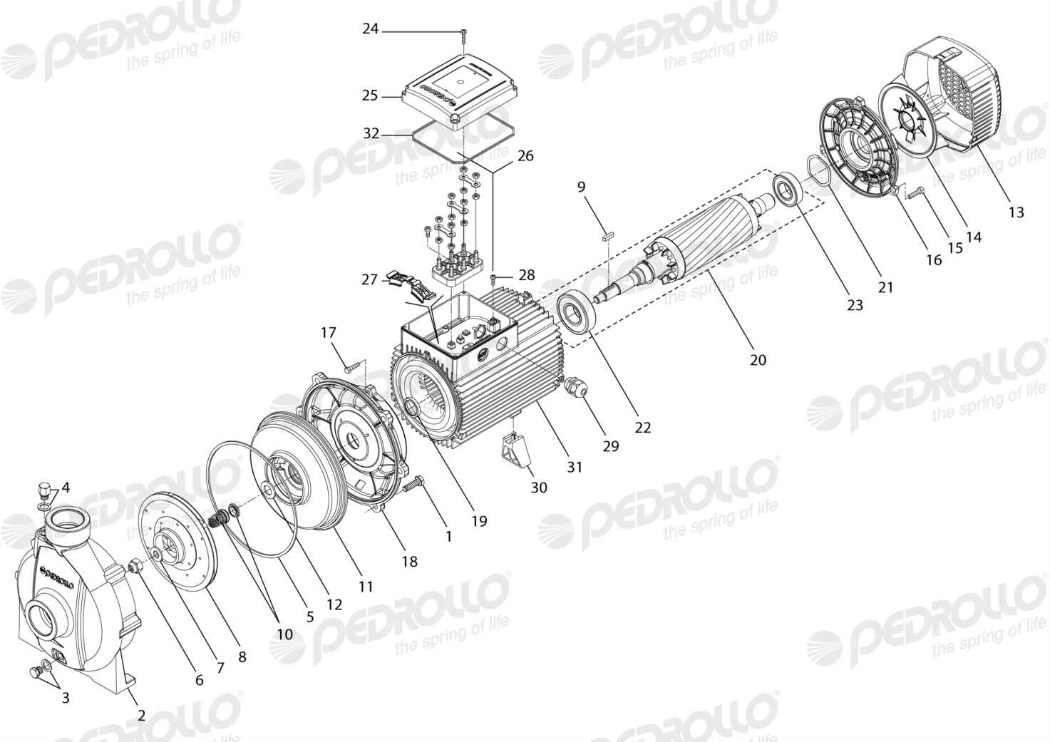 Despiece Pedrollo CP 680C · 220/380V · versión B