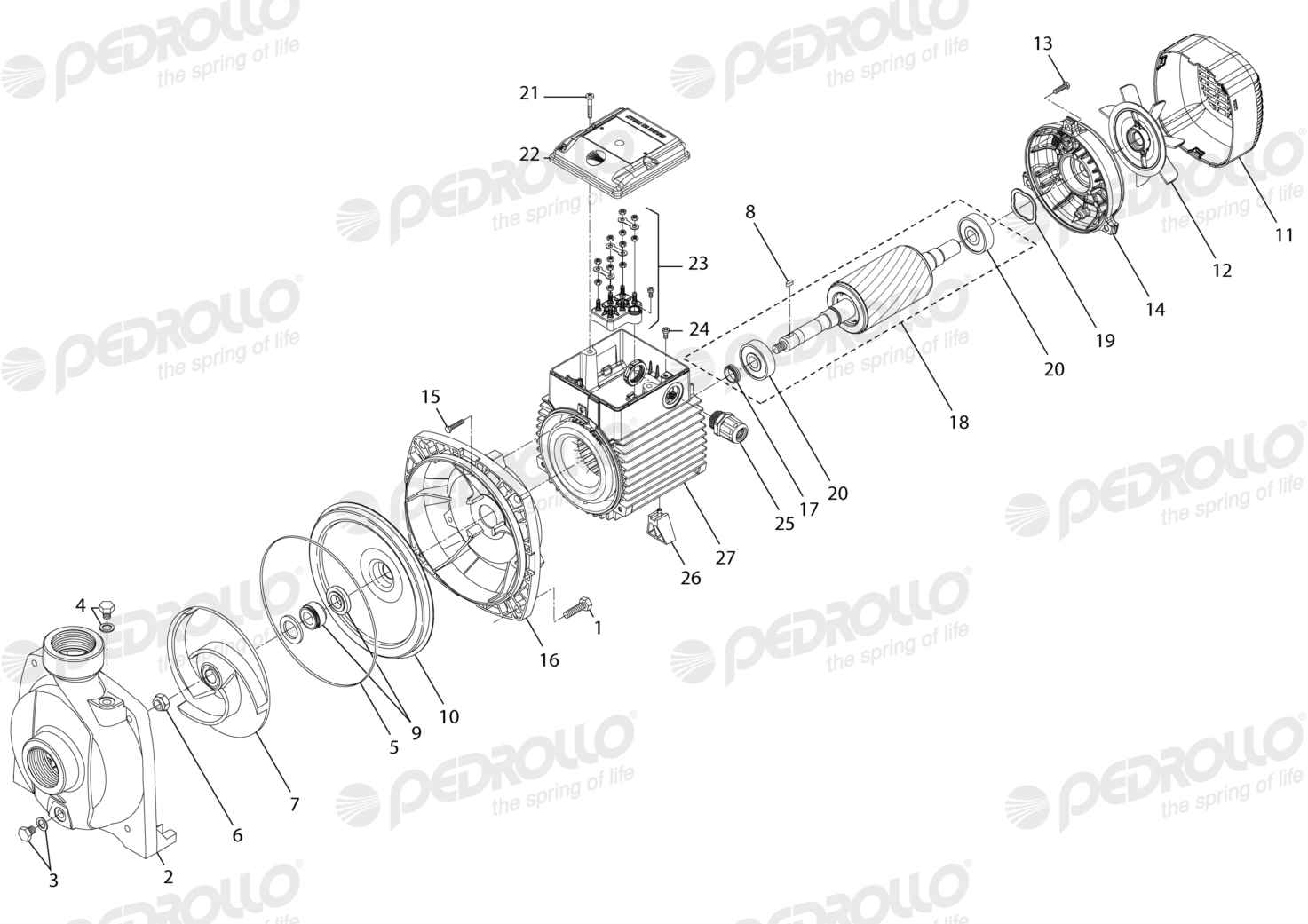 Despiece Pedrollo NGA 1A-PRO · 220/380V · versión G