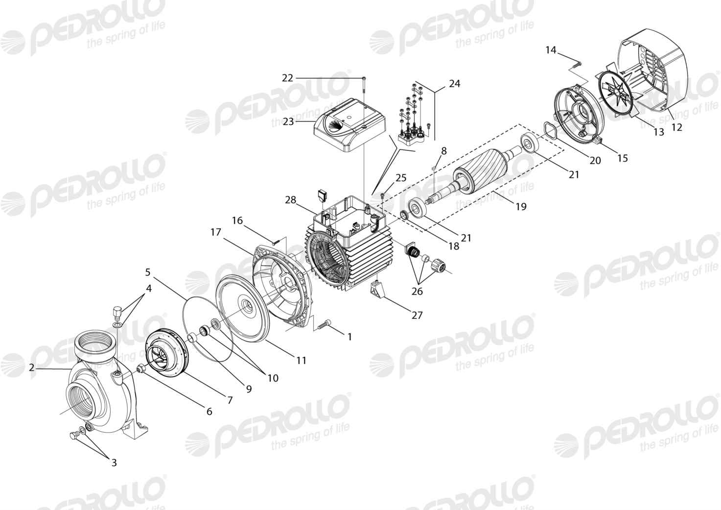 Despiece Pedrollo HF 4 · 220/380V · versión E