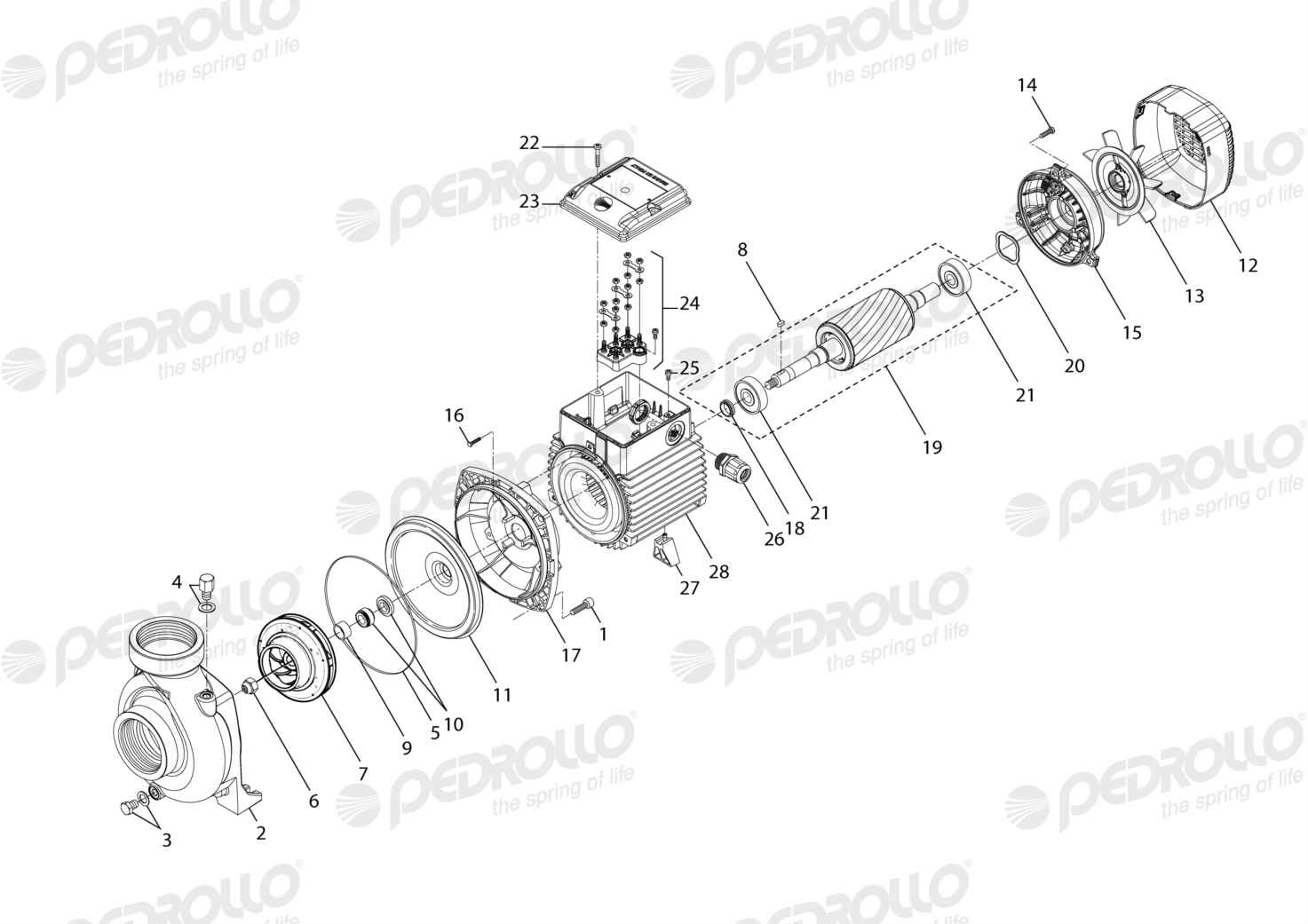 Despiece Pedrollo HF 4 · 220/380V · versión G