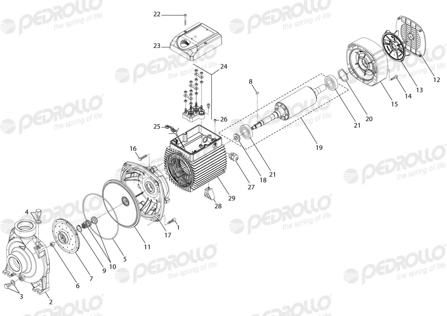 Despiece Pedrollo HF 5AM · 220/380V · versión D