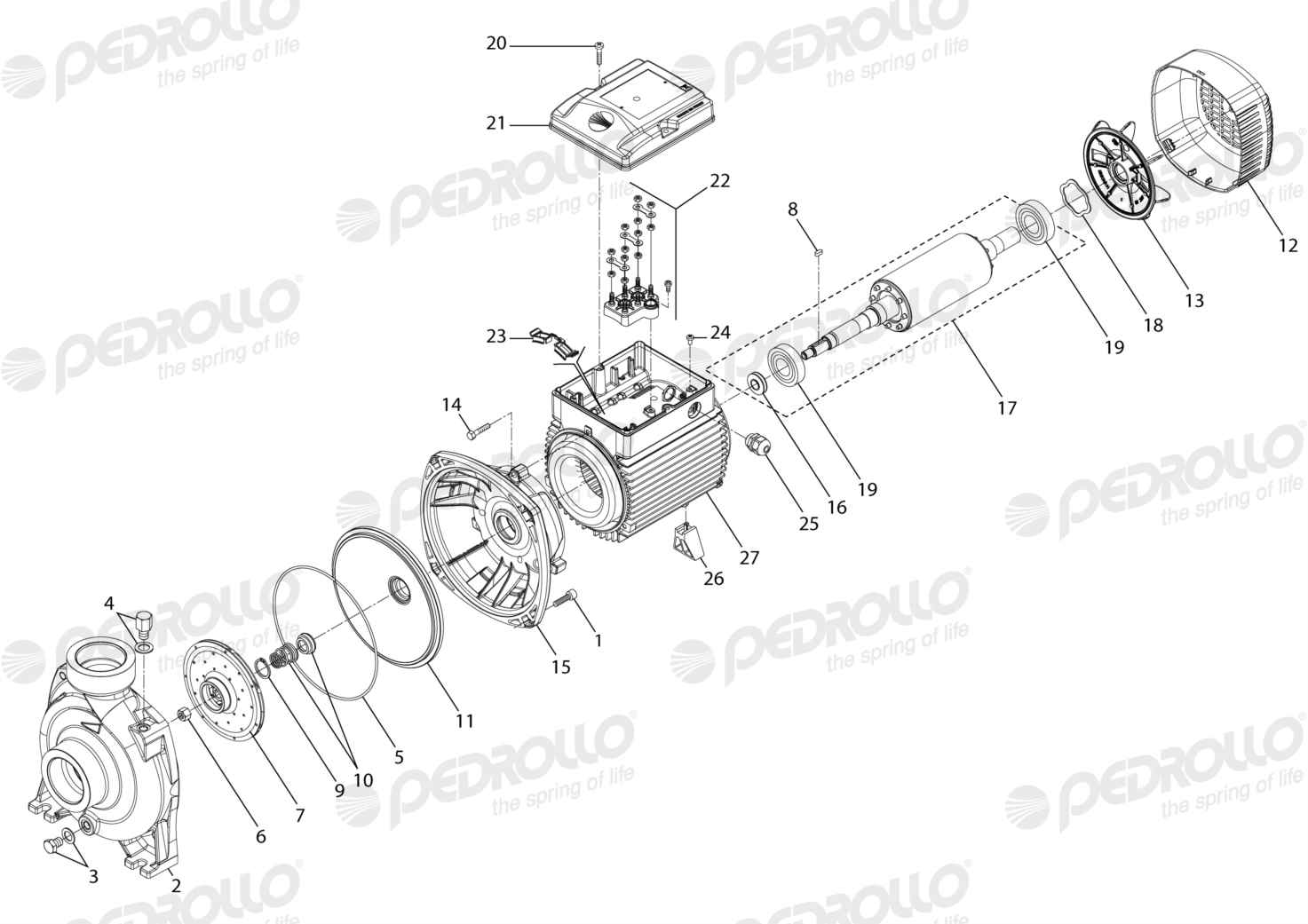 Despiece Pedrollo HF 5AM · 220/380V · versión E