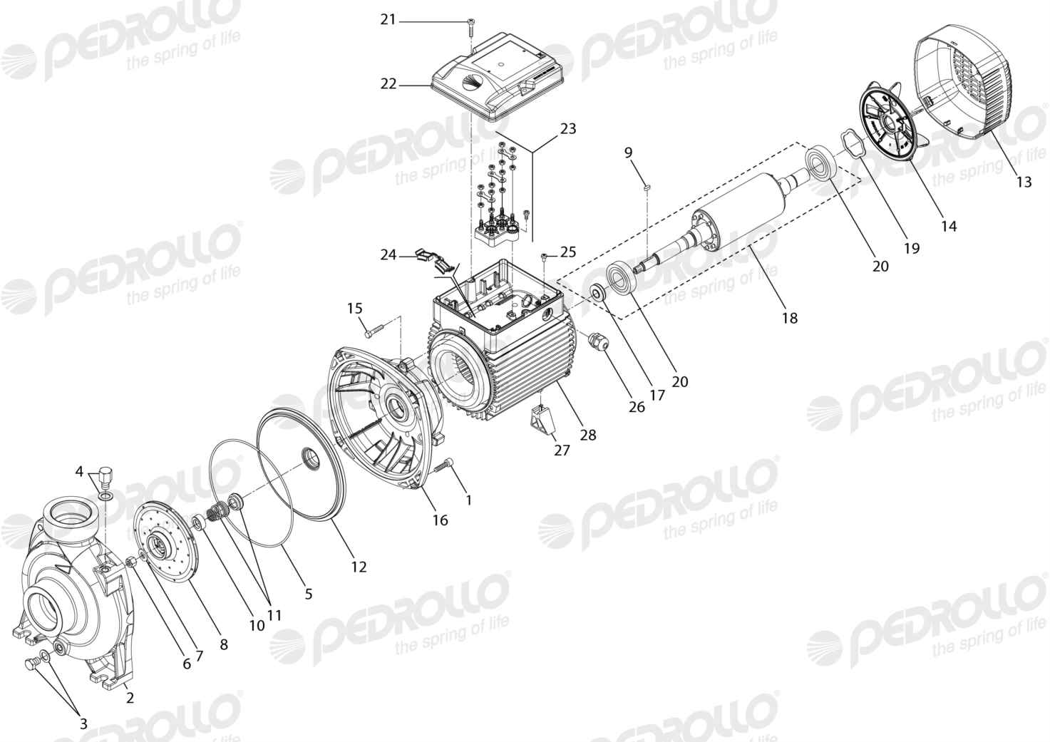 Despiece Pedrollo HF 5AM · 220/380V · versión F