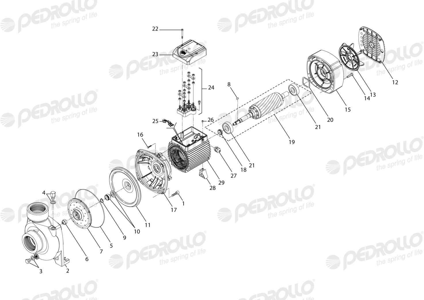 Despiece Pedrollo HF 70B · 220/380V · versión C