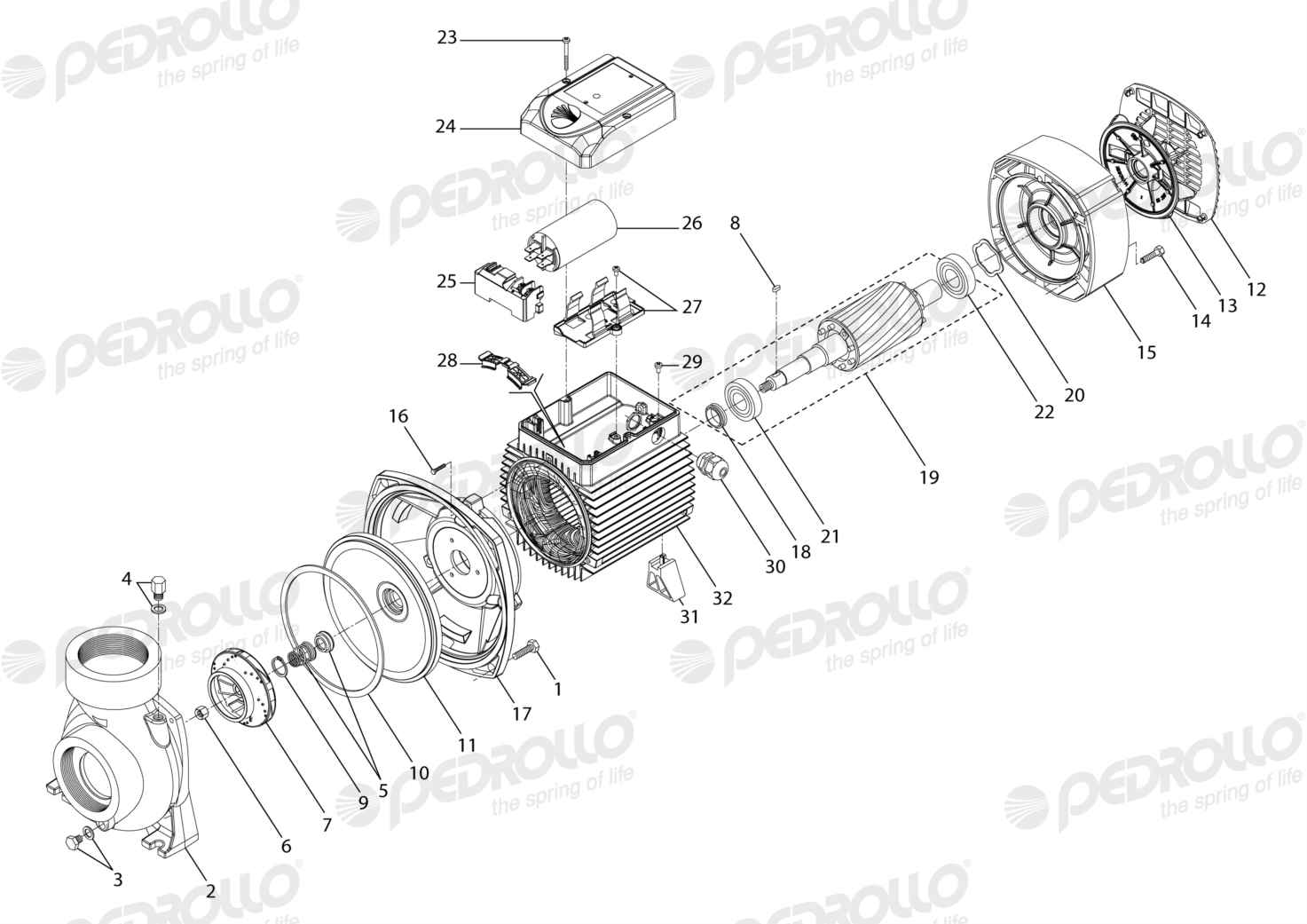 Despiece Pedrollo HFm 6B · 220V · versión B