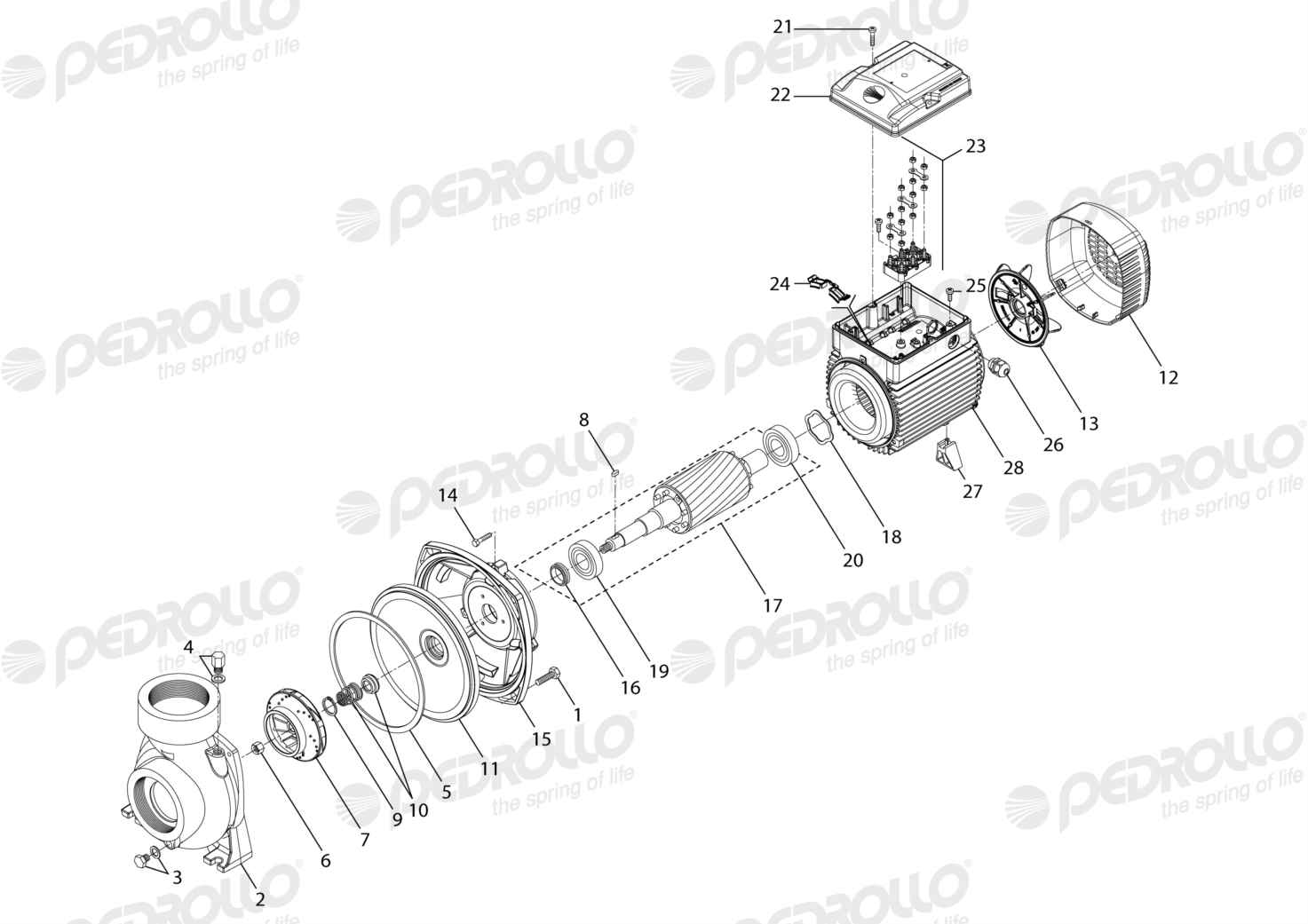 Despiece Pedrollo HF 6A · 220/380V · versión E