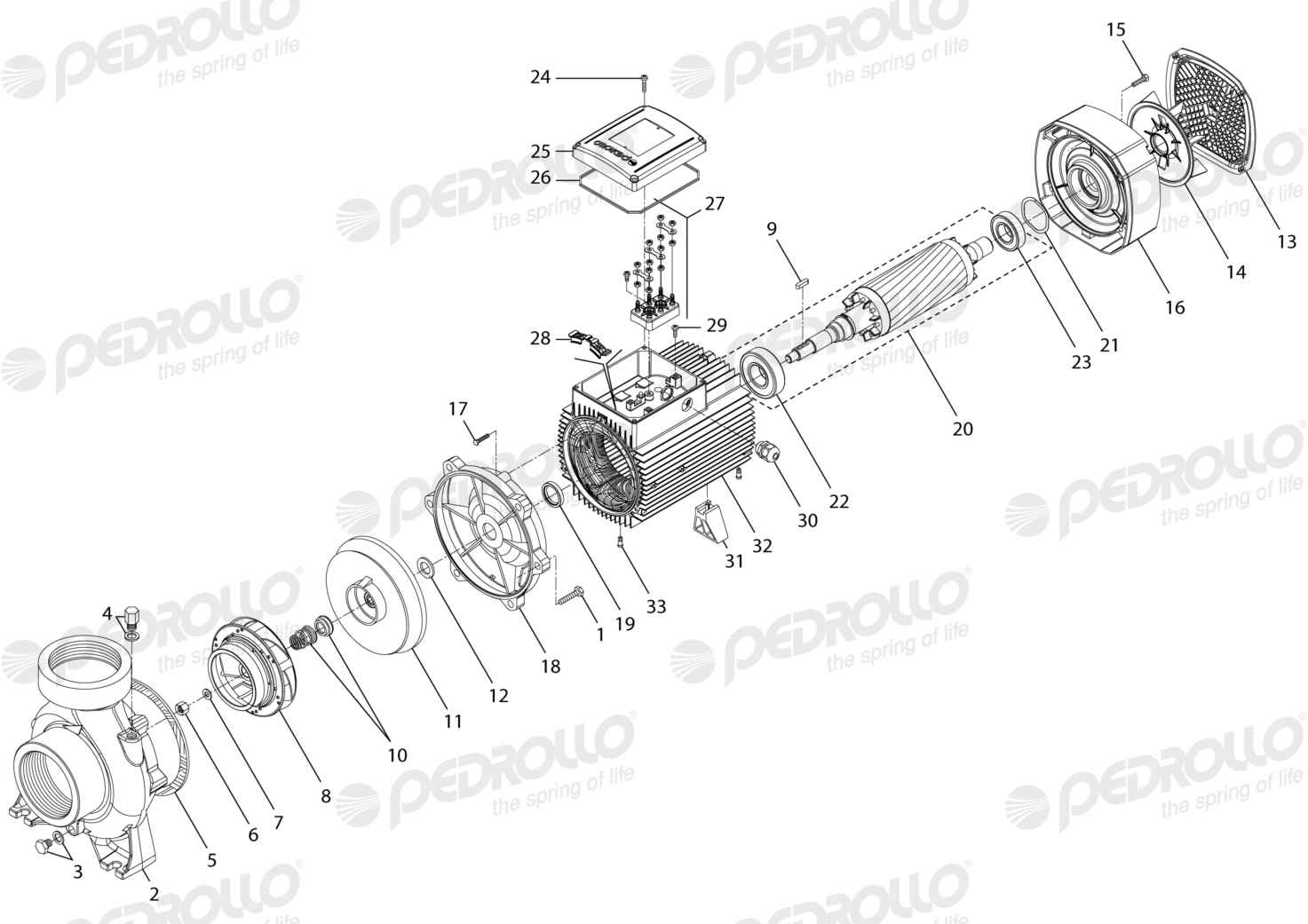 Despiece Pedrollo HF 8A · 220/380V · versión A