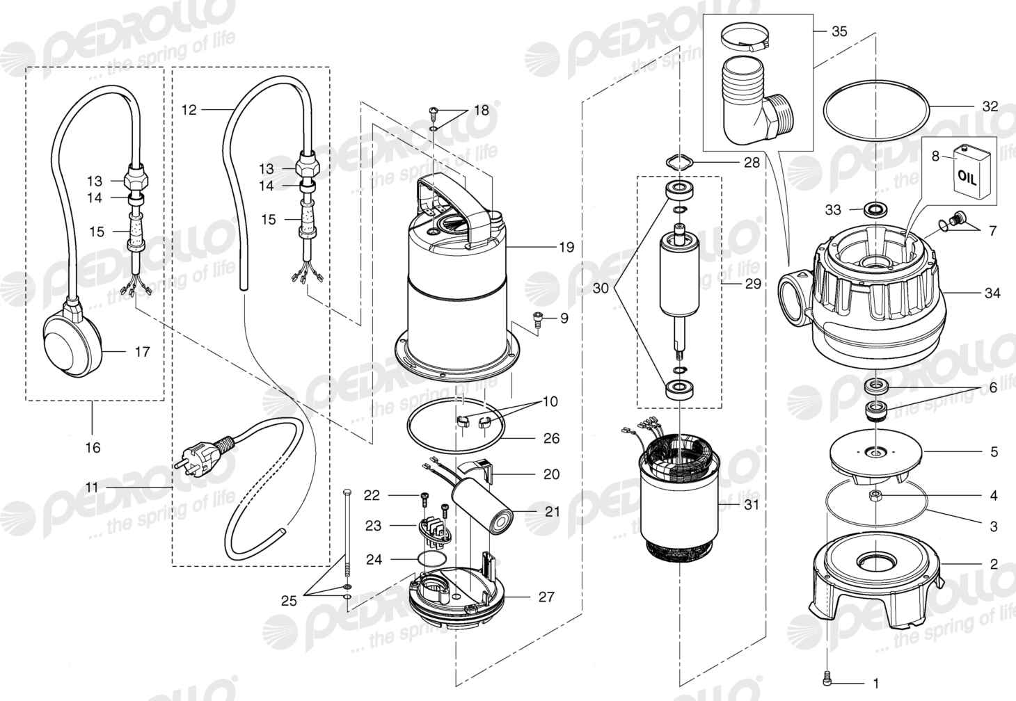 Despiece Pedrollo ZXm 1A/40 · 220V · versión E