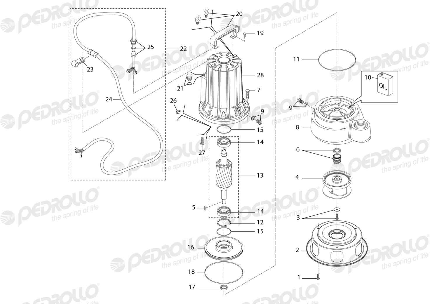 Despiece Pedrollo MC 40/50 · 380V · versión Sin letra