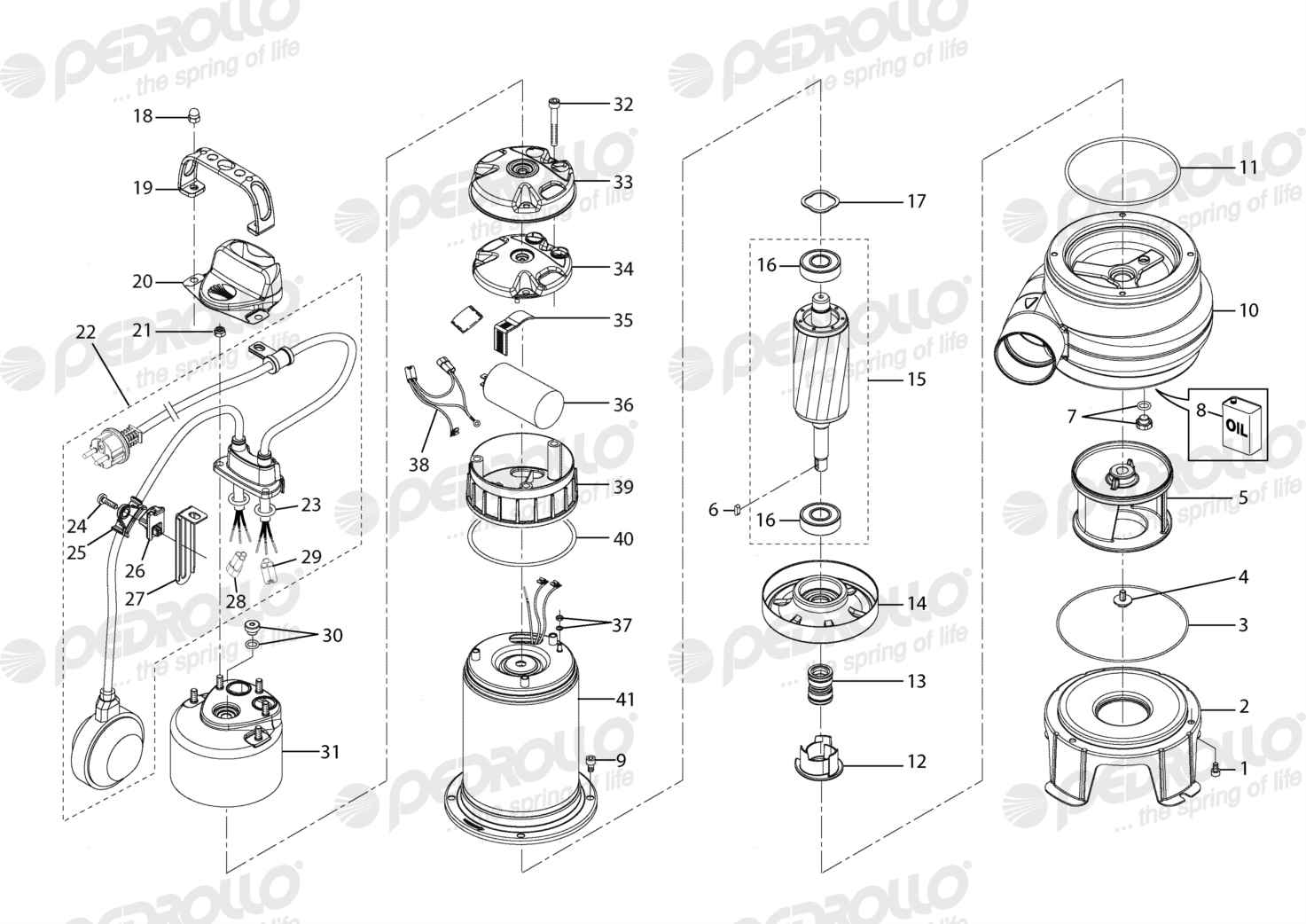 Despiece Pedrollo BCm 10/50ST · 220V · versión Sin letra