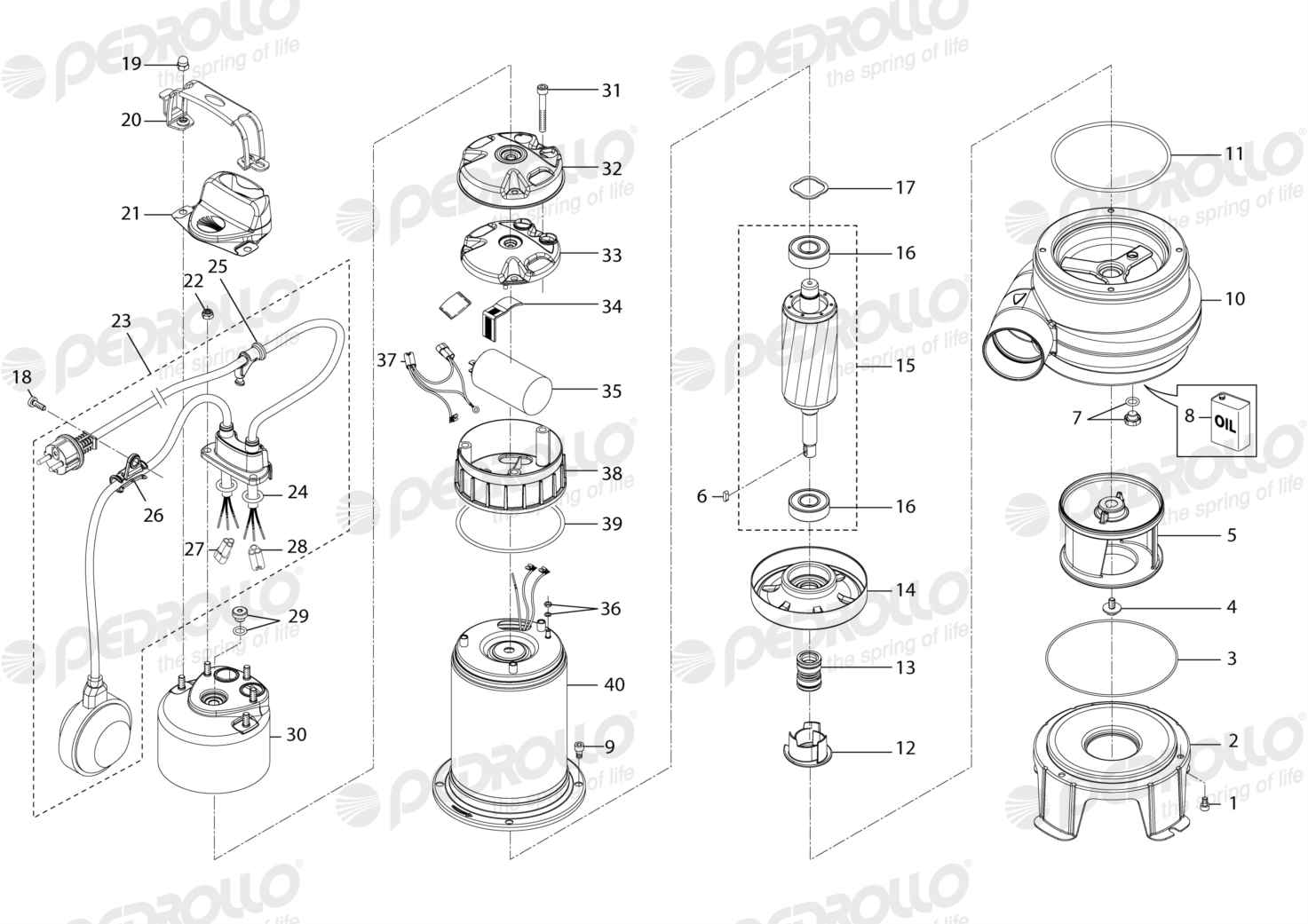 Despiece Pedrollo BCm 10/50ST · 220V · versión A