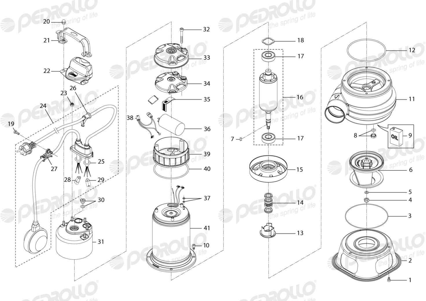 Despiece Pedrollo BCm 10/50ST · 220V · versión M