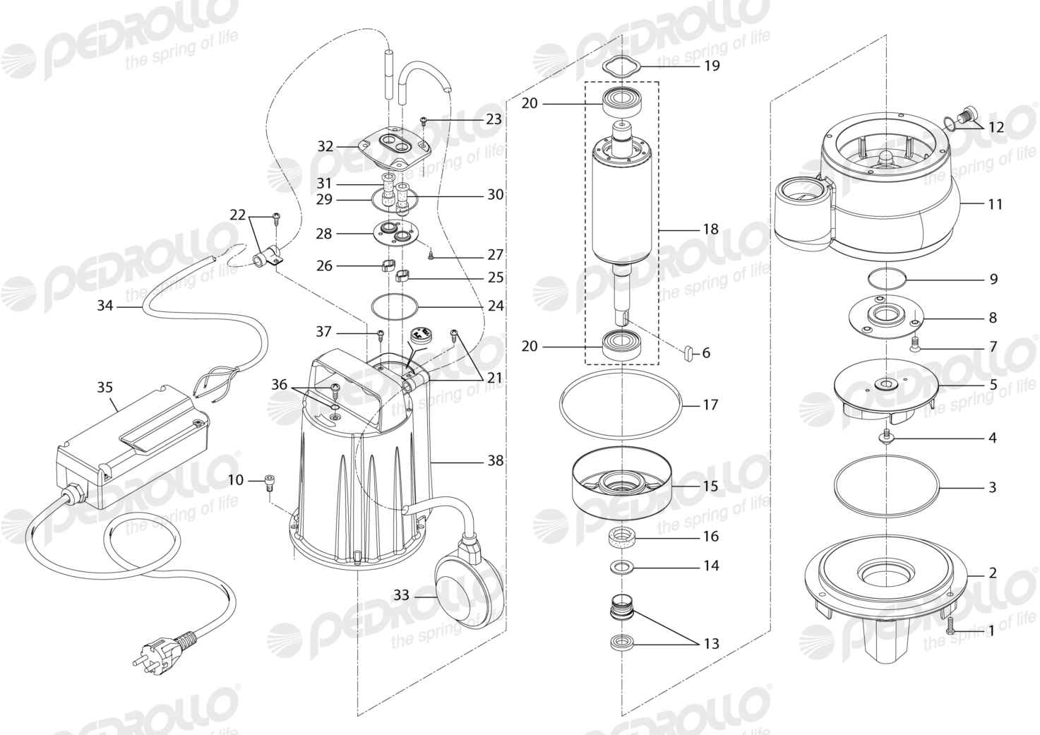 Despiece Pedrollo VXCm 15/45 · 220V · versión Sin letra