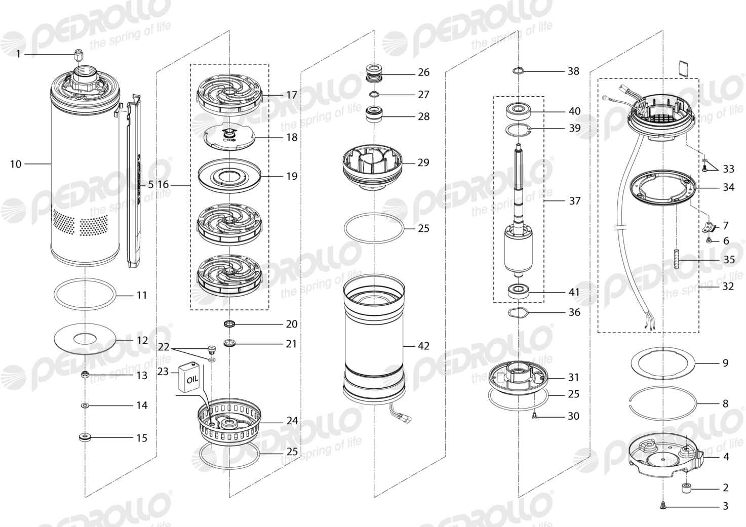 Despiece Pedrollo UP 8/3 · 380V · versión B