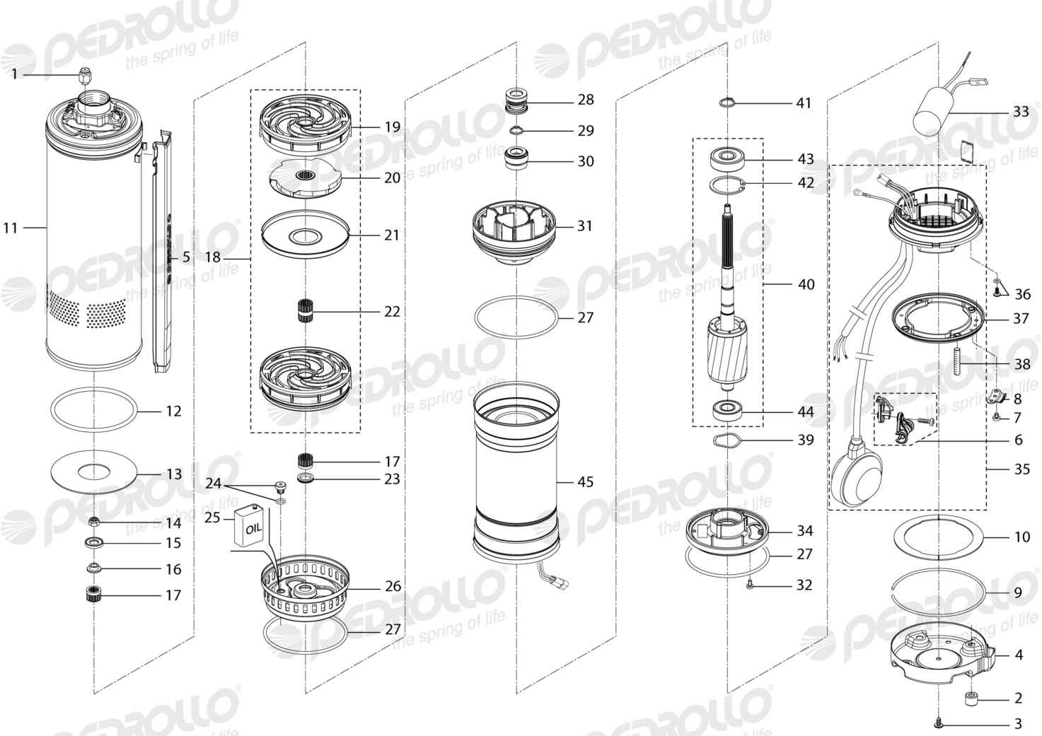 Despiece Pedrollo UPm 2/2 GE · 220V · versión A