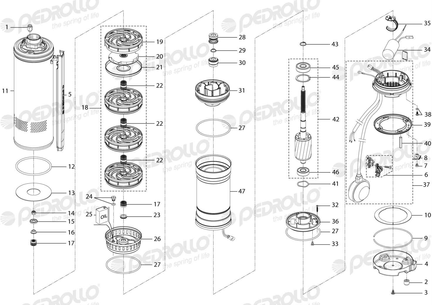Despiece Pedrollo UPm 4/4 GE · 220V · versión Sin letra