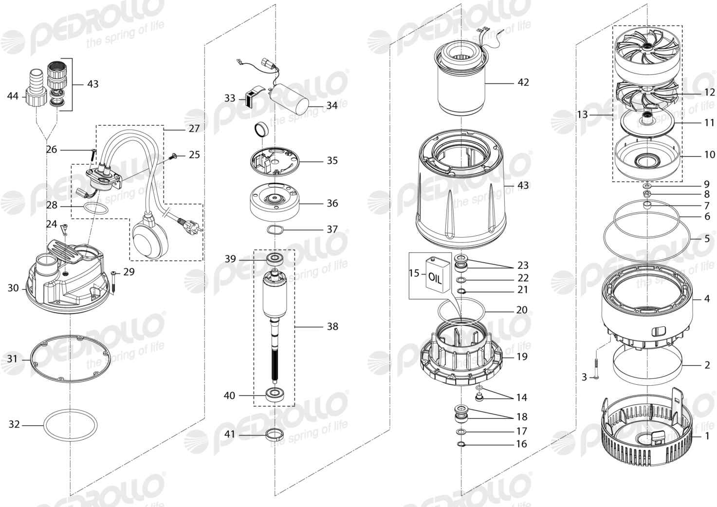 Despiece Pedrollo TOP-MULTI 2 · 220V · versión D