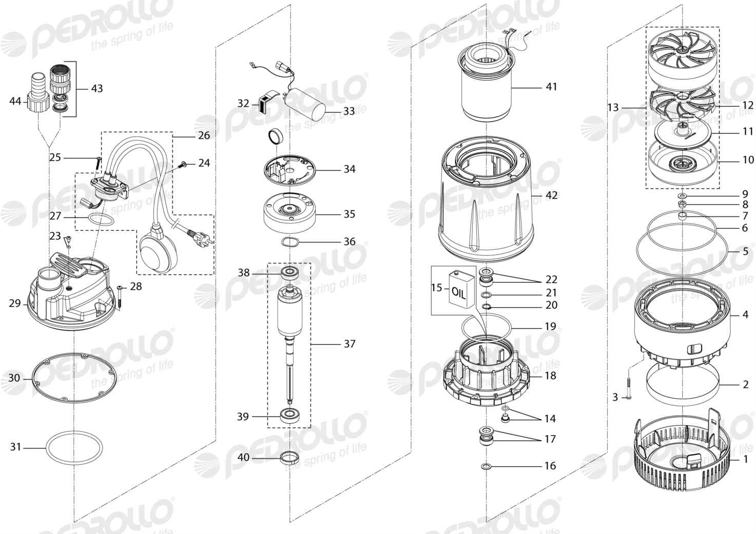 Despiece Pedrollo TOP-MULTI 2 · 220V · versión E