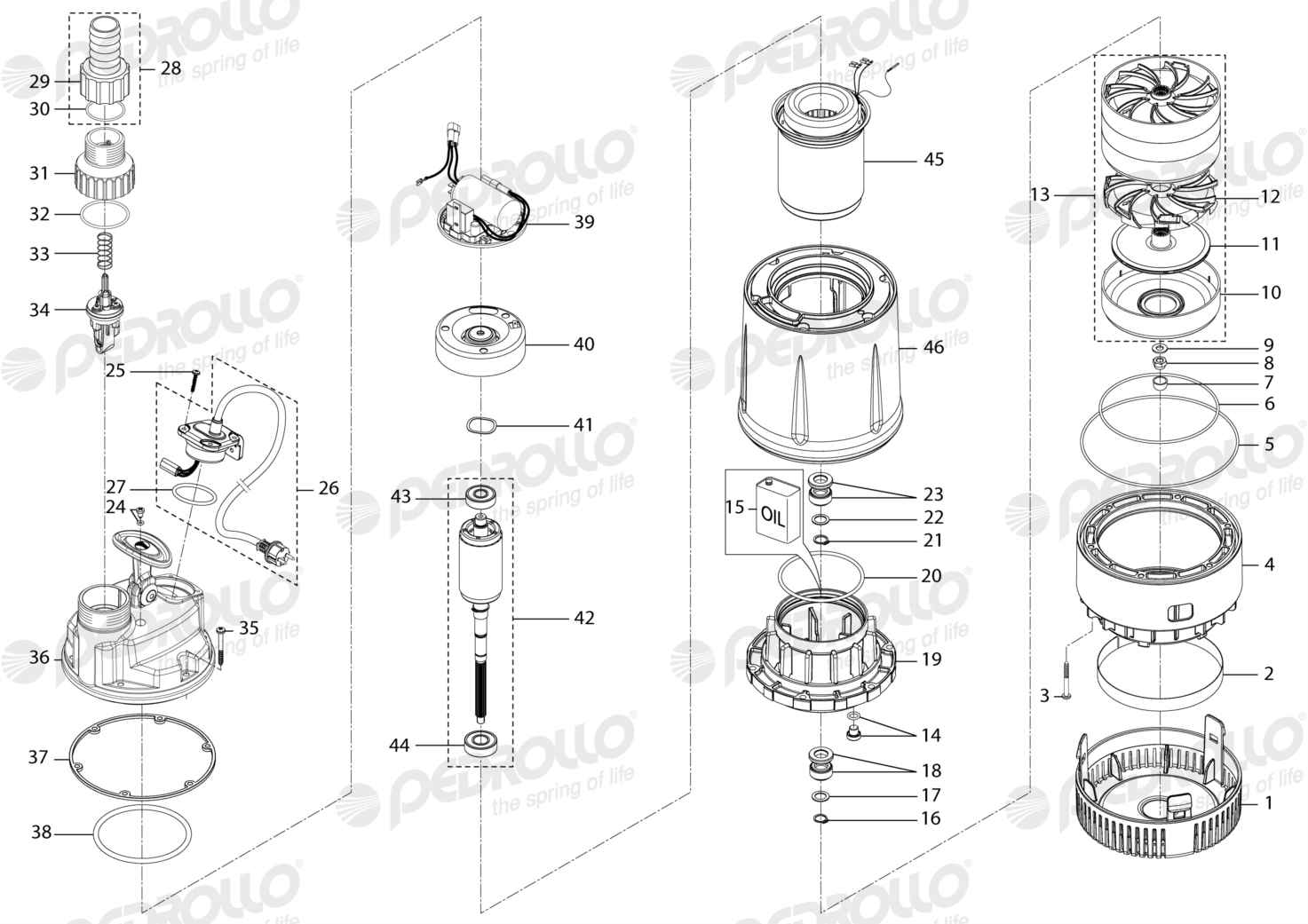 Despiece Pedrollo TOP MULTI-TECH 5 · 220V · versión Sin letra