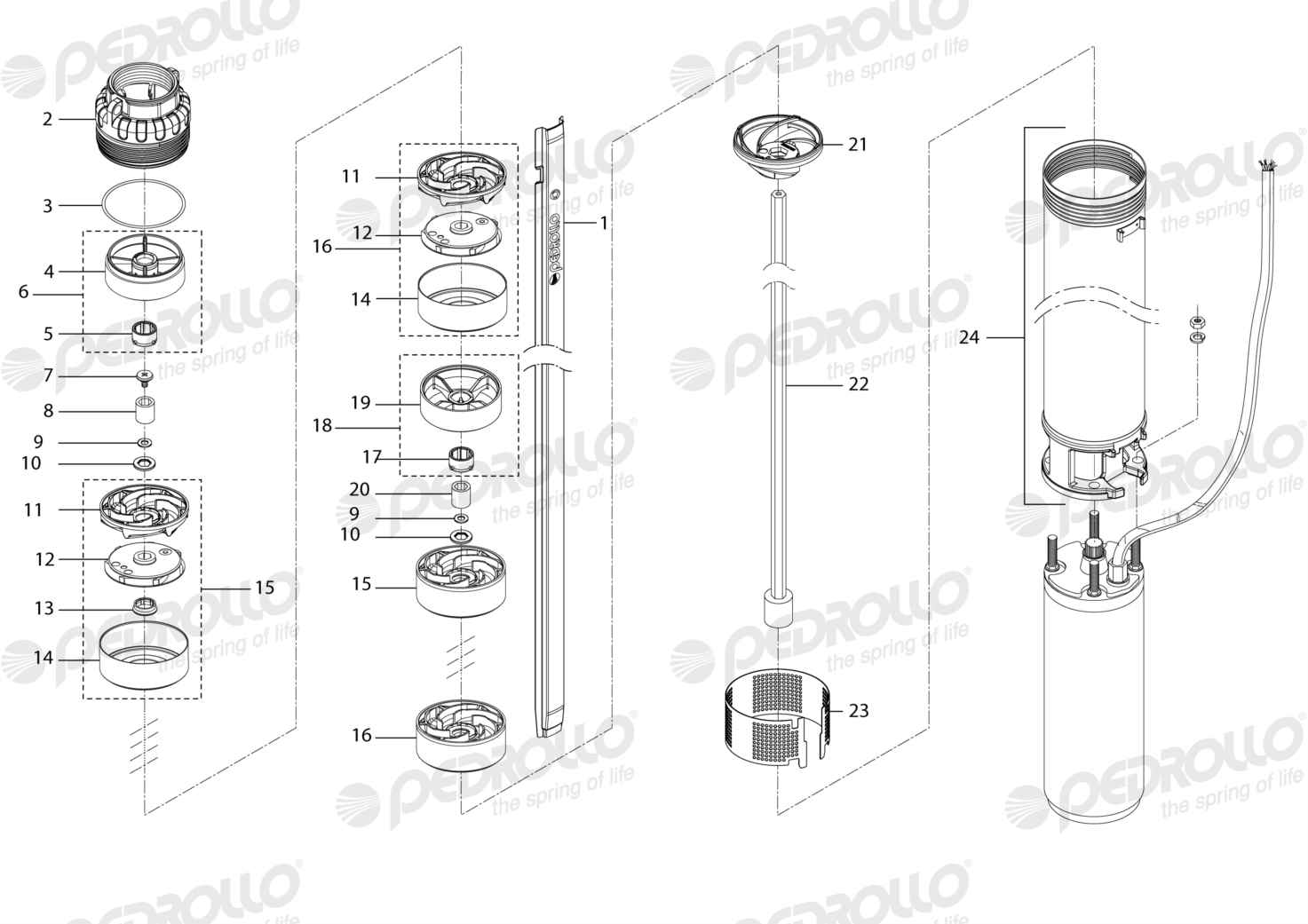 Despiece de la Pedrollo 4SR 33G/75-S