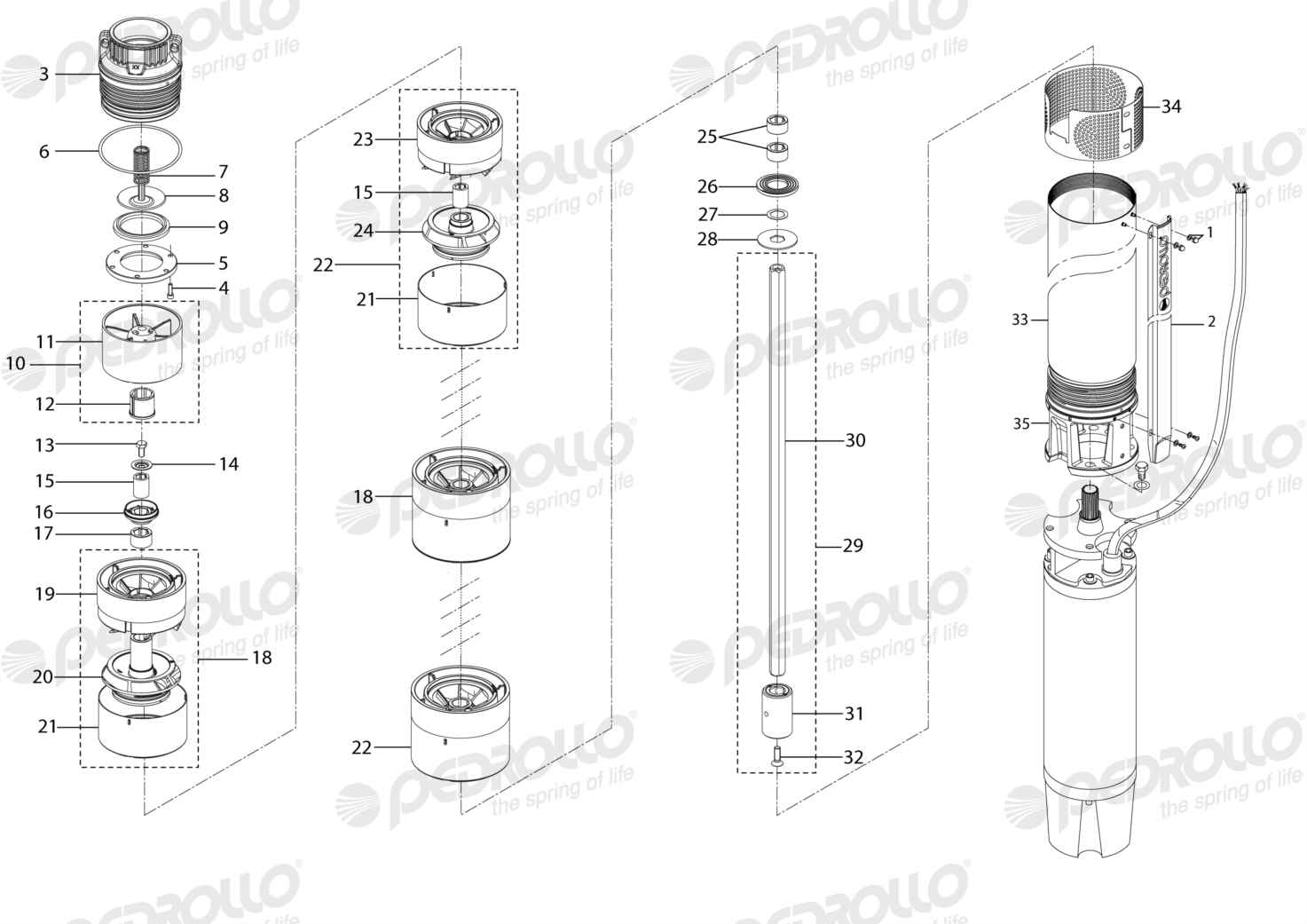 Despiece de la Pedrollo 6SR175G/250